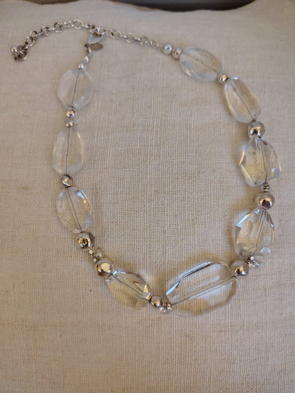 Chico's Statement Faceted Large Clear Multi Stone Necklace